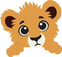 Adorable Lion Cub Peeking Cartoon peeking vector