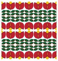 A colorful geometric pattern with repeating leaf-like shapes in red, yellow, and green. vector