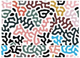 Abstract colorful squiggle patterns in various colors on a white background. vector