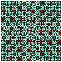 Abstract geometric pattern with overlapping triangles in green, red, black, and white. vector