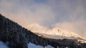 Fog in the mountains in the Swiss Alps, Grisons, Switzerland, time-lapse video