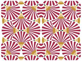 repeat pattern with red and beige abstract fan shapes. vector