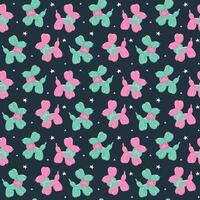 Seamless Pattern Groovy Mint and Pink Balloon Dog with ribbon bow in Vibrant Pastel isolated on background vector