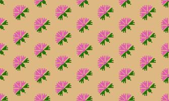 a detailed pattern composed of square shape designs with pink flowers on dark yellow background , design for fabric or various pattern printing works. vector