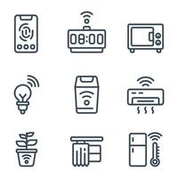 Smart Home Technology Icons for website, apps, stickers, logos. Smart AC, Smart Refrigerator, and Smart Trash. Stroke Editable vector