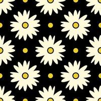 Daisy Flower Print Design Decorative Polka Dots Geometric Seamless Pattern. vector