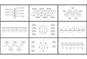 Set Doodleconcept for infographic with 4, 5, 6, 7, 8 steps, parts or processes. Template for web on a background. vector