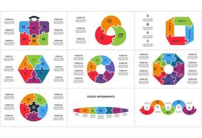 Set creative concept for infographic with 3, 4, 5, 6, 7, 8 steps, options, parts or processes. vector