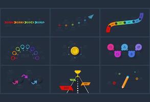 Set creative concept for infographic with 4, 5, 6. 8, processes. Template vector