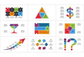 Set creative concept for infographic with 4, 5, 6, 8 steps, options, parts or processes. Business data visualization. vector