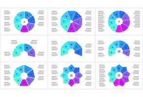 Set creative concept for infographic with 4, 5, 6, 7, 8, 9 steps, options, parts or processes. vector