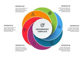 Diagram with 6 steps, options, parts or processes. Creative infographic vector