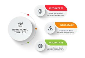 Business data visualization. Creative Process chart. Elements of graph, diagram with 3 steps, options, parts or processes vector