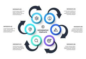 6 steps, options, parts or processes. Creative concept for infographic vector