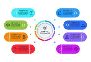 Business data visualization. Process chart. Elements of graph, diagram with 8 steps, options, parts or processes vector