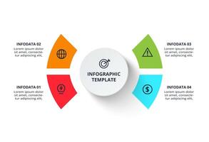Elements of graph, diagram with 4 steps, options, parts or processes vector
