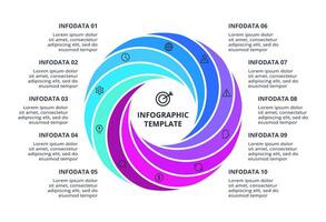 Creative concept for infographic. Diagram with 10 steps, options, parts or processes. vector
