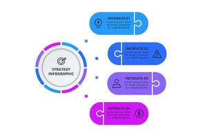 Business data visualization. Process chart. Elements of graph, diagram with 4 options, parts or processes vector
