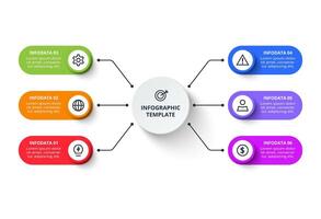 Elements of graph, diagram with 6 steps, options, parts or processes. Creative concept for infographic vector