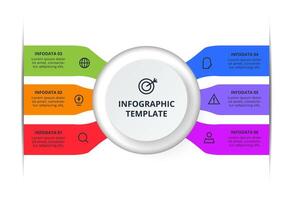 Process chart. Elements of graph, diagram with 6 steps, options, parts or processes. Business data visualization. vector