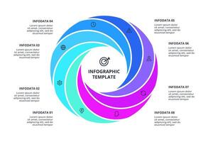 Creative concept for infographic. Diagram with 8 steps, options, parts or processes. vector