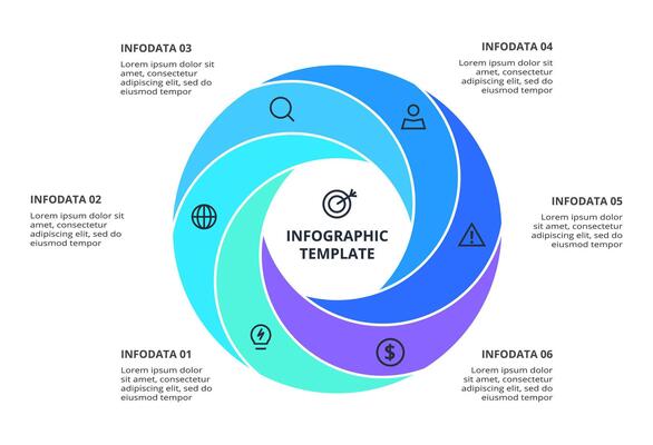 Creative concept for infographic. Diagram with 6 parts or processes.