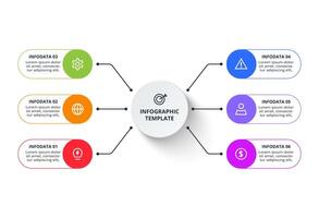 Creative visualization. Process chart. Elements of graph, diagram with 6 steps, options vector
