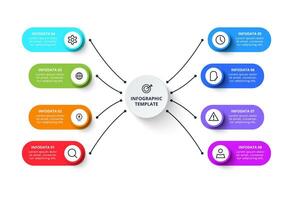 Elements of graph, diagram with 8 steps, options, parts or processes. Business data visualization. Process chart. vector