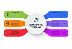 Creative data visualization. Process chart. Elements of graph, diagram with 6 steps, options, parts or processes vector
