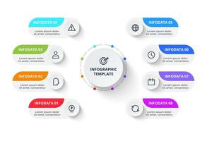 Process chart. Elements of graph, diagram with 8 steps, options, parts or processes vector