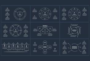 Set Doodle concept for infographic with 3, 4, 5, 6 steps, parts or processes. Template for web on a background. vector