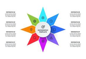 Business data visualization. Process chart. Elements of graph, diagram with 8 parts or processes vector