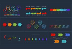 Set creative concept for infographic with 4, 5, 6. 8, steps. Template vector