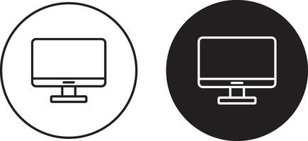 Computer pc web log monitor icon computer. Flat and line icon vector