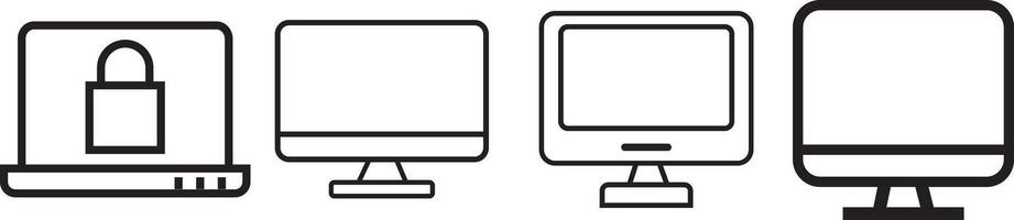 Digital devices icon set icon set. Computer, laptop, smartphone. vector