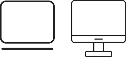 Responsive digital devices computer and laptop, icon set inline style..Computer, laptop, smartphone. vector