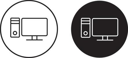 Computer Icon Set.. Symbol, logo illustration, Monitor Display Screen outline vector
