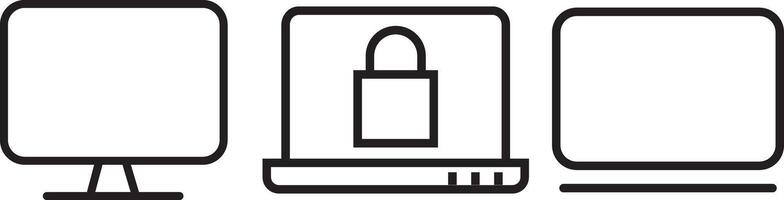 Laptop, Computer. Device icon set, Flat and line icon vector