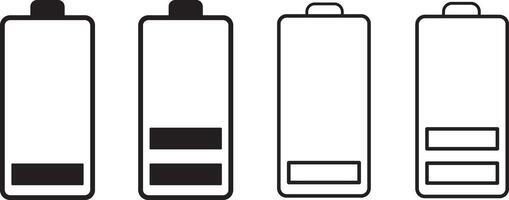 Power, icon set. Battery Full charge indicator or low charge sign vector