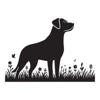 silhouettes of many dog breeds in a simple, minimalistic design vector