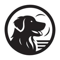 A black-and-white drawing of a dog's head with a heart on it vector