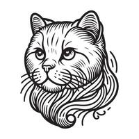 A graphical representation of a black and white silhouette of a cat vector