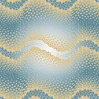 A seamless abstract pattern with gold honeycomb waves on a muted blue green background. Ideal for digital use in textiles, wallpapers, and branding. vector