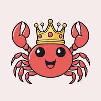 A cartoon crab with a crown on its head vector