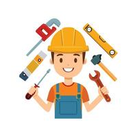 Simple Illustration Builder with happy tools vector