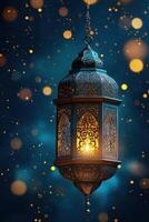 Elegant Islamic lantern with intricate patterns photo