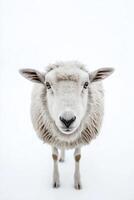 Close up portrait of a white sheep photo