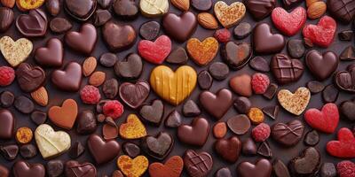 Assorted heart shaped chocolates photo