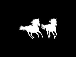 Pair Horse Silhouette, flat style, can use for Logo Gram, Art Illustration, Emblem, Pictogram, Apps, Website or Graphic Design Element. Simple, BW and Editable. vector