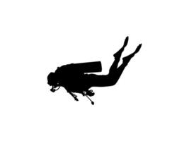 Silhouette of the Diving, Flat style, can use for Logo Gram, Sticker, Pictogram, Website, Apps, Diving Illustration or Graphic Design Element. Simple, BW and Editable. vector